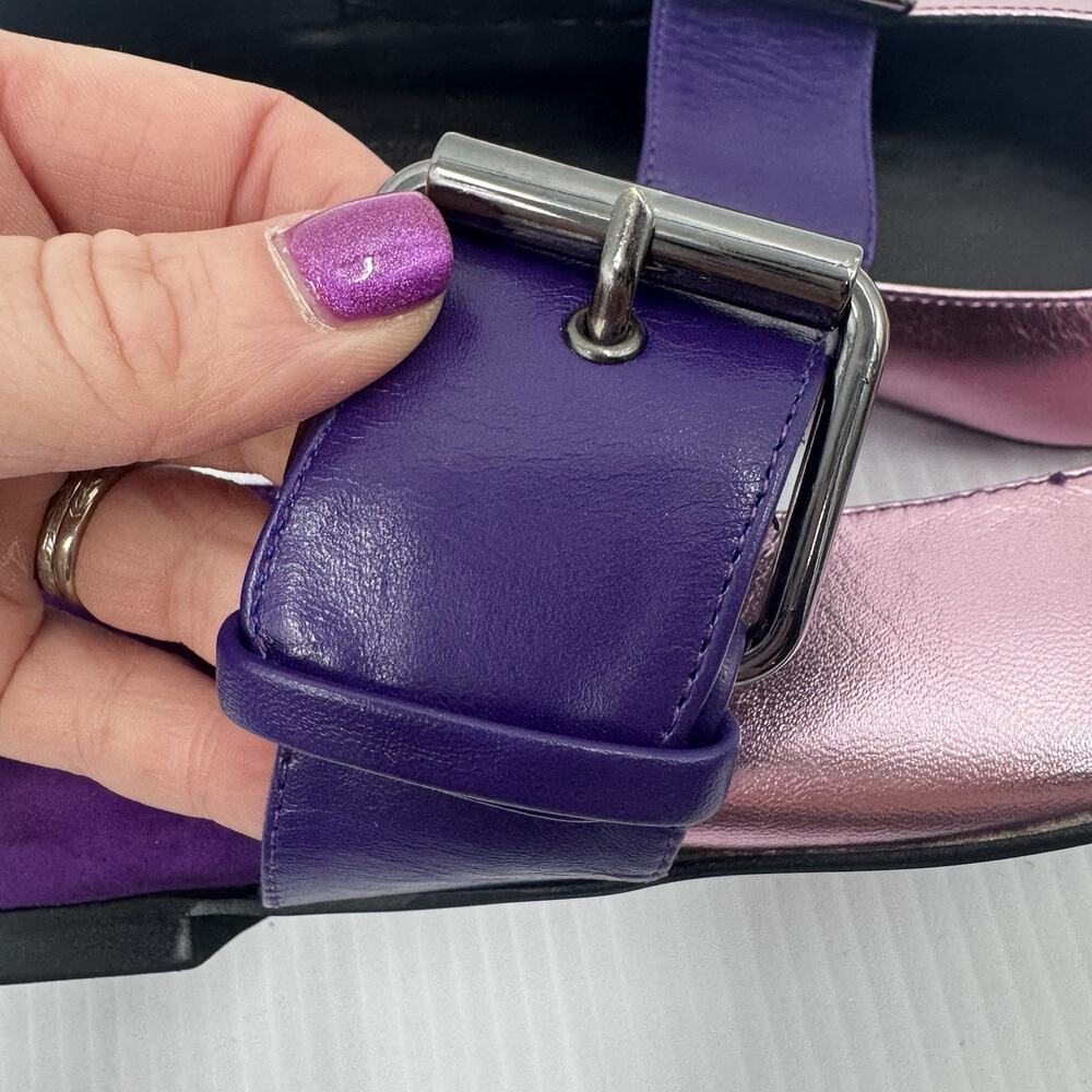 Purification Garcia Purple Metallic Buckle Point Toe Flats Shoes Womens Size 9.5 - Picture 10 of 12
